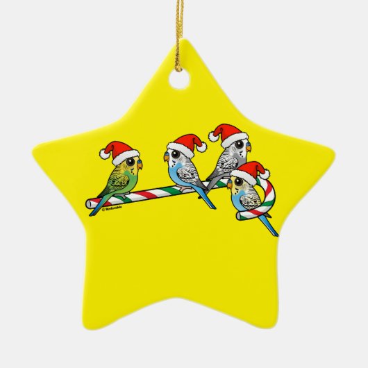 Candy Cane Santa Budgies Keramisch Ornament (Voorkant)
