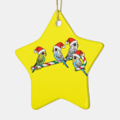 Candy Cane Santa Budgies Keramisch Ornament (Links)