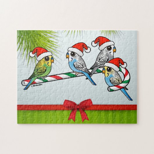 Candy Cane Santa Budgies Legpuzzel (Horizontaal)