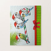 Candy Cane Santa Budgies Legpuzzel (Verticaal)