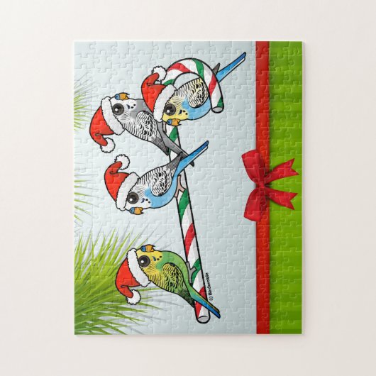 Candy Cane Santa Budgies Legpuzzel (Verticaal)