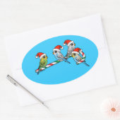Candy Cane Santa Budgies Ovale Sticker (Envelop)