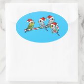 Candy Cane Santa Budgies Ovale Sticker (Tas)
