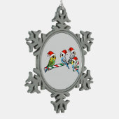 Candy Cane Santa Budgies Tin Sneeuwvlok Ornament (Links)