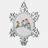 Candy Cane Santa Budgies Tin Sneeuwvlok Ornament (Rechts)