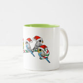 Candy Cane Santa Budgies Tweekleurige Koffiemok (Voorkant rechts)