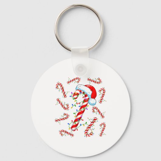 Candy Cane Santa Christmas Red And White Funny Xma Sleutelhanger (Voorkant)