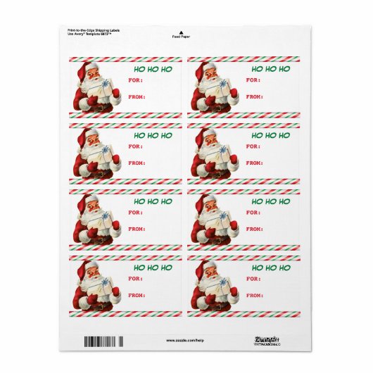 Candy Cane Santa Claus Gift Label Label (Full Sheet)