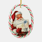 Candy Cane Santa Claus Personal Keramisch Ornament (Voorkant)