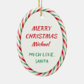 Candy Cane Santa Claus Personal Keramisch Ornament (Achterkant)