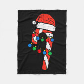 Candy Cane Santa Hat Christmas Lights Xmas Men Wom Fleece Deken (Voorkant)