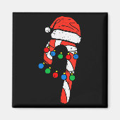 Candy Cane Santa Hat Christmas Lights Xmas Men Wom Magneet (Voorkant)