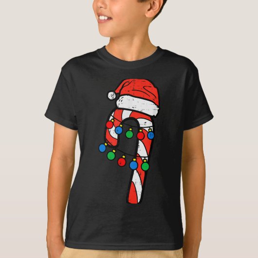 Candy Cane Santa Hat Christmas Lights Xmas Men Wom T-shirt (Voorkant)
