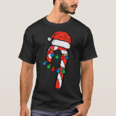 Candy Cane Santa Hat Christmas Lights Xmas Men Wom T-shirt (Voorkant)
