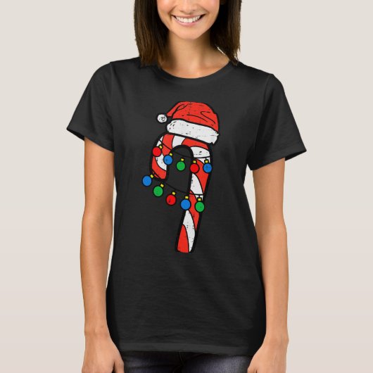 Candy Cane Santa Hat Christmas Lights Xmas Men Wom T-shirt (Voorkant)