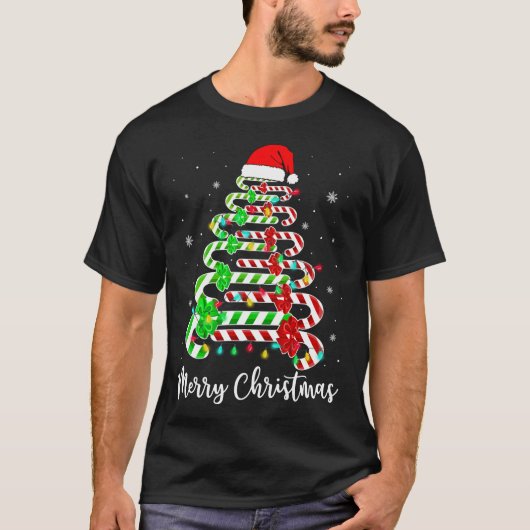 Candy Cane Santa Hat Funny Xmas Boom Merry Christm T-shirt (Voorkant)