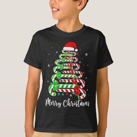 Candy Cane Santa Hat Funny Xmas Boom Merry Christm T-shirt (Voorkant)