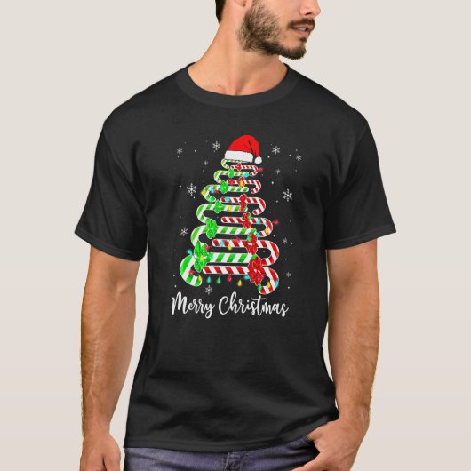 Candy Cane Santa Hat Funny Xmas Boom Merry Christm T-shirt (Voorkant)