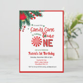 Candy Cane Schatje Eerste Verjaardag Kaart (Staand voorkant)