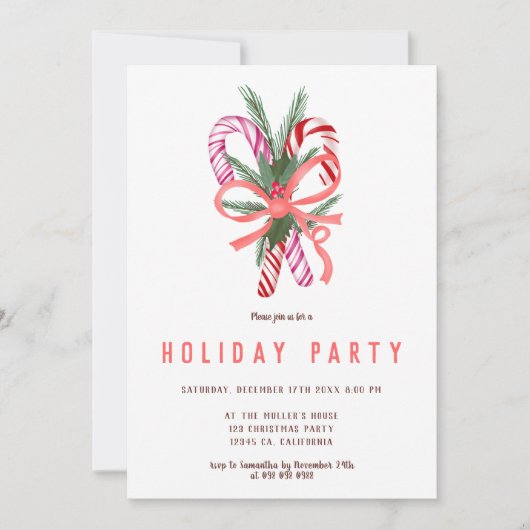 Candy cane schattige mistletoe kerst illustratie kaart (Voorkant)