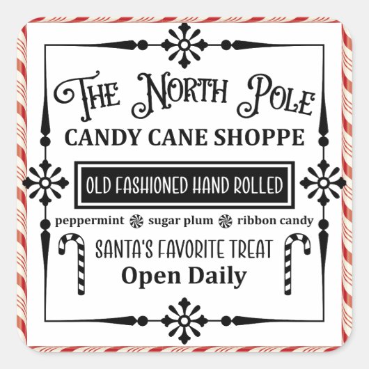 Candy Cane Shop Vierkante Sticker (Voorkant)
