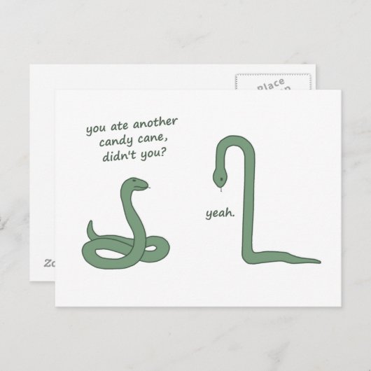 Candy Cane Snake Briefkaart (Voorkant / Achterkant)
