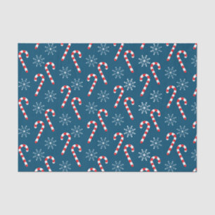 Candy Cane Snowflake Pattern Blue Tissue Paper Tissuepapier