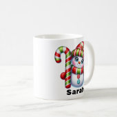 Candy Cane Snowman Kerstmis Custom Naam Koffiemok (Voorkant rechts)