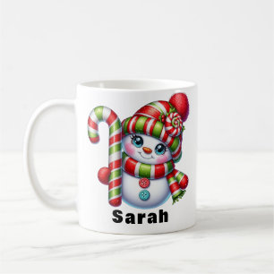 Candy Cane Snowman Kerstmis Custom Naam Koffiemok