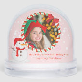 Candy Cane Snowman Photo Bow Christmas Kids Sneeuwbol (Achterkant)