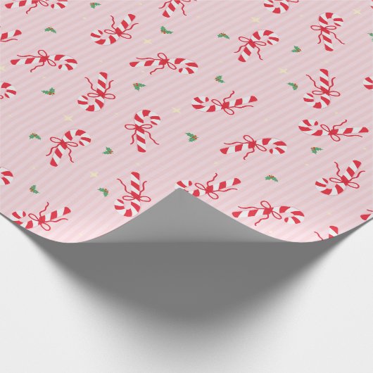 Candy Cane Sprinkle Pattern - Pink Holiday Design Cadeaupapier (Hoek)