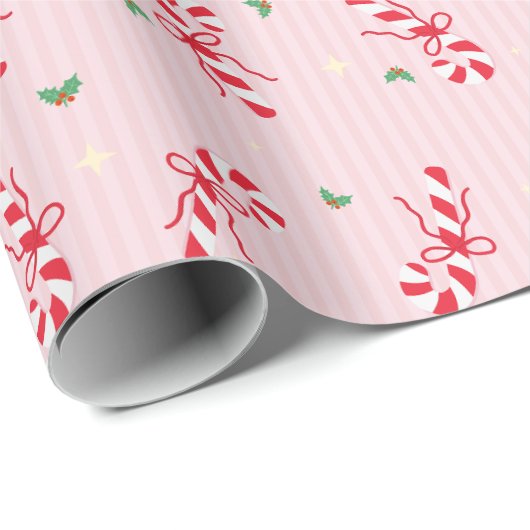 Candy Cane Sprinkle Pattern - Pink Holiday Design Cadeaupapier (Rol Hoek)