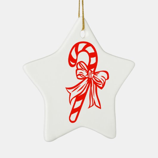 Candy Cane Star - Kerstdecoratie Keramisch Ornament (Rechts)