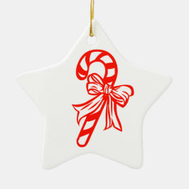 Candy Cane Star - Kerstdecoratie Keramisch Ornament