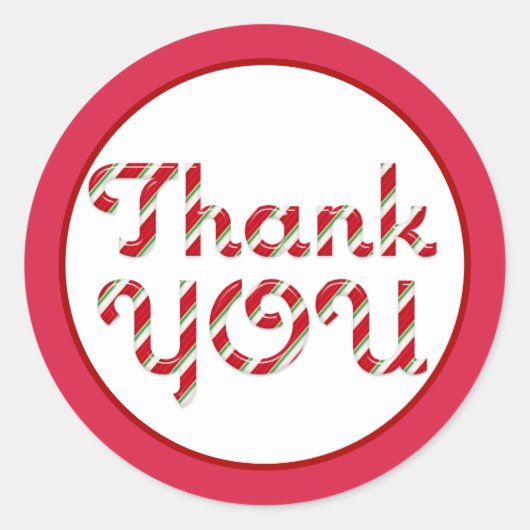 Candy Cane Streep Holiday Bedankzegelsticker Ronde Sticker (Voorkant)