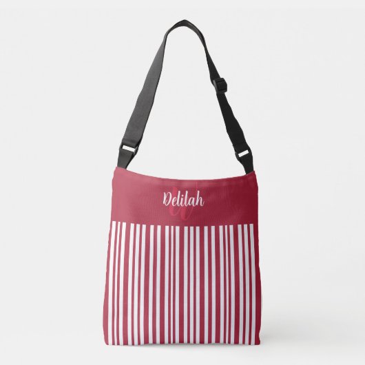 Candy Cane Streep met Rode Kleurblok Crossbody Tas (Voorkant)