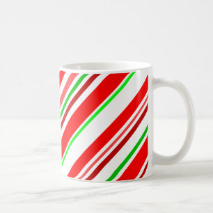 Candy Cane Strepen Diagonaal Rood Groen Wit Koffiemok