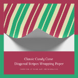 Candy Cane Stripe Cadeaupapier<br><div class="desc">Word feestelijk met dit levendige snoeprietenstrippapier! Met afwisselend rode, groene en crème diagonale strepen, brengt dit ontwerp een speelse draai aan de traditionele snoeprietesthetiek. Perfect voor kerstcadeaus, feestjes of winterfeesten, deze gedurfde en kleurrijke wrap zal uw cadeaus poppen onder de boom. Voeg een vleugje vakantiejuichen toe en laat uw geschenken...</div>
