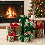 Candy Cane Stripe Cadeaupapier<br><div class="desc">Word feestelijk met dit levendige snoeprietenstrippapier! Met afwisselend rode, groene en crème diagonale strepen, brengt dit ontwerp een speelse draai aan de traditionele snoeprietesthetiek. Perfect voor kerstcadeaus, feestjes of winterfeesten, deze gedurfde en kleurrijke wrap zal uw cadeaus poppen onder de boom. Voeg een vleugje vakantiejuichen toe en laat uw geschenken...</div>