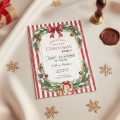 Candy Cane Stripe Christmas Party Invitation Kaart