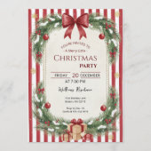 Candy Cane Stripe Christmas Party Invitation Kaart (Voorkant)