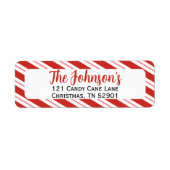 Candy Cane Stripe Christmas Retouradres Etiket (Voorkant)