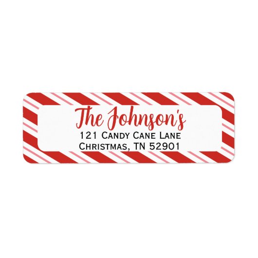 Candy Cane Stripe Christmas Retouradres Etiket (Voorkant)