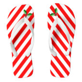 Candy Cane Stripe en Holly Sprig Holiday Teenslipp Teenslippers (Voetbed)