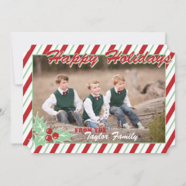 Candy Cane Stripe Holiday Photo Card Feestdagenkaart