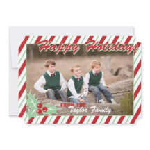 Candy Cane Stripe Holiday Photo Card