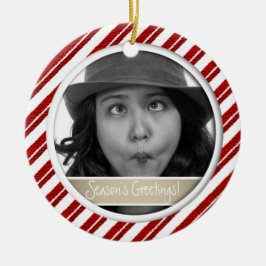 Candy Cane Stripe Ingelijste Vakantiefoto Ornament