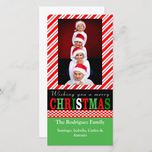 Candy Cane Stripe Kerstkaart (Voorkant / Achterkant)