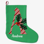 Candy Cane Stripe Letter A Grote Kerstsok (Voorkant)
