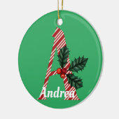 Candy Cane Stripe Letter A Large Kerstmis Keramisch Ornament (Links)